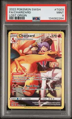 2022 POKEMON SWORD & SHIELD LOST ORIGIN #TG03 FULL ART/CHARIZARD PSA 9 - Image 1
