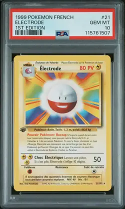 1999 POKEMON FRENCH 1ST ED #21 ELECTRODE PSA 10 - Image 1
