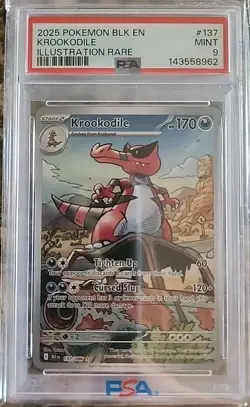 2025 Pokemon Black Bolt EN Krookodile #137 IR Graded PSA 9 Slab - Image 1