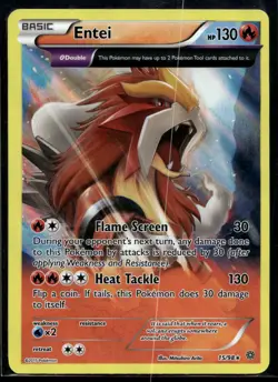 2015 Pokemon Xy Ancient Origins 15 Entei Reverse Foil NM - Image 1