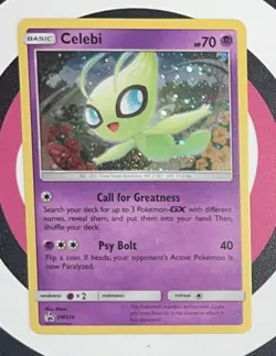 Celebi SM224 Black Star Promo Cosmos Holo Foil Card 2019 Pokemon TCG LP / MP - Image 1