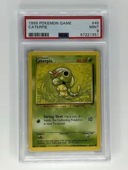 1999 Pokemon Base Set Caterpie #45/102 PSA 9 Regular English - Image 1