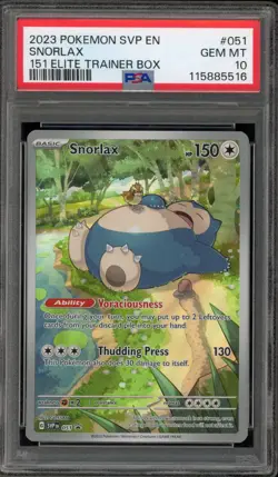 Pokemon Snorlax 151 ETB Promo SVP EN 051 PSA 10 Gem Mint - Image 1