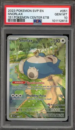 Pokemon Center Stamp Promo Snorlax 151 ETB SVP EN 051 PSA 10 Gem Mint - Image 1
