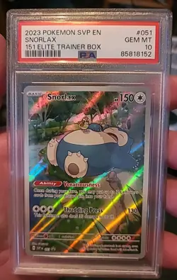 Pokemon Snorlax 151 ETB Illustration Rare Promo SVP en 051 PSA 10 Gem Mint - Image 1