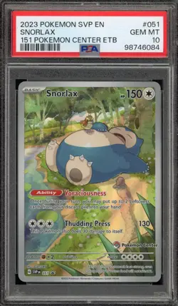 Pokemon Center Stamp Promo Snorlax 151 ETB SVP EN 051 PSA 10 Gem Mint - Image 1