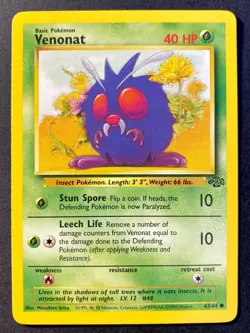 Venonat 63/64 Jungle Unlimited Common WOTC Pokemon Card - Near Mint - Image 1