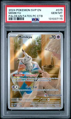 Mimikyu Paldean Fates Pokemon Center Stamped Promo #075 Graded - PSA 10 GEM MINT - Image 1