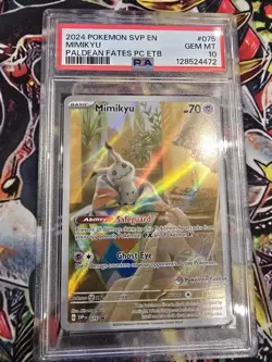 PSA 10 Mimikyu Paldean Fates Pokemon Center Stamp Exclusive ETB SVP 075 GEM MINT - Image 1