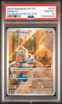 Mimikyu Paldean Fates Pokemon Center PC ETB Stamp Promo 075 - SVP EN - PSA 10 - Image 1