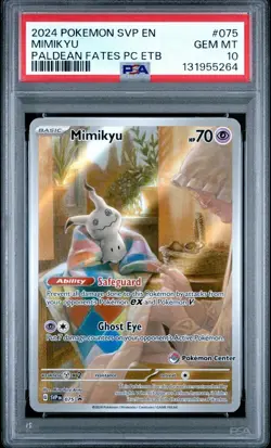 Mimikyu Paldean Fates Pokemon Center Stamp Promo 075 - SVP EN - PSA 10 - Image 1