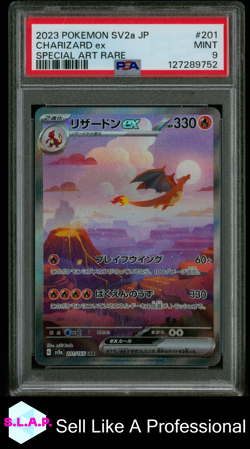 CHARIZARD EX POKEMON SV2a SPECI4L ART RARE JP 2023 #201 PSA 9 - Image 1