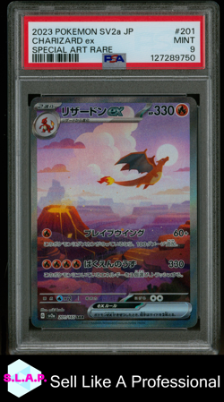 CHARIZARD EX POKEMON SV2a SPECI4L ART RARE JP 2023 #201 PSA 9 - Image 1