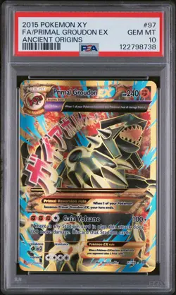 2015 POKEMON XY ANCIENT ORIGINS #97 FULL ART/PRIMAL GROUDON EX PSA 10 - Image 1