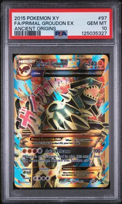 2015 POKEMON XY ANCIENT ORIGINS #97 FULL ART/PRIMAL GROUDON EX PSA 10 - Image 1