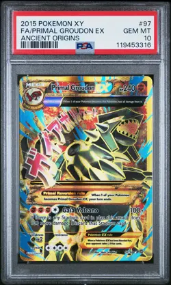 2015 POKEMON XY ANCIENT ORIGINS #97 FULL ART/PRIMAL GROUDON EX PSA 10 - Image 1