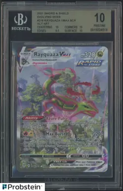2021 Pokemon Evolving Skies #218 Rayquaza Vmax SCR Alt Art BGS 10 PRISTINE - Image 1