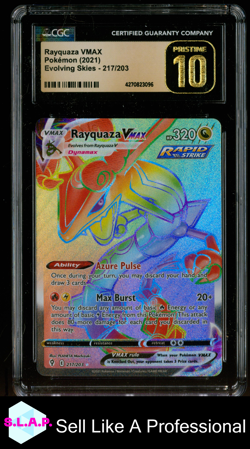 RAYQUAZA VMAX EVOLVING SKIES RAINBOW RARE HOLO 217/203 POKEMON PRISTINE CGC 10 - Image 1