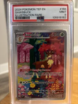 Pokemon TCG Sawsbuck Illustration Rare Card 166/162 SV05 Temporal Forces PSA 9 - Image 1