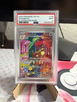 Pokemon TCG Sawsbuck Temporal Forces Illustration Card 166/162 PSA 9 - Image 1