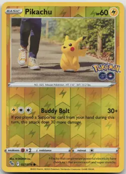 Pikachu (27) 027/078 Common Pokemon GO LP Reverse Holo - Image 1