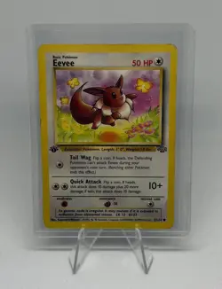 Pokemon Card Eevee Jungle 1st Edition Common 51/64 WOTC - HP (Damage, see pics) - Image 1