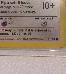 Pokemon Card Eevee Jungle 1st Edition Common 51/64 WOTC - HP (Damage, see pics) - Image 2