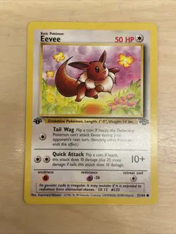 Pokemon Eevee 51/64 1st Edition Pokemon Card Jungle Common WOTC Light Play - Image 1