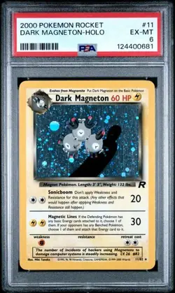 2000 Pokemon Card Dark Magneton 11/82 Team Rocket Holo PSA 6 Swirl - Image 1
