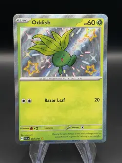 💥 Oddish - # 092/091 Pokemon TCG SV: Paldean Fates Shiny Rare Holo 2024 - Image 1