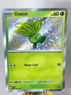 Pokemon TCG Oddish Shiny Ultra Rare Card 092/091 Sv: Paldean Fates NM - Image 1