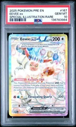 Pokemon Prismatic Evolutions 167/131 Eevee EX Illustration SIR Graded PSA 10 - Image 1