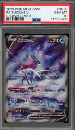 Pokemon Suicune V Crown Zenith Galarian Gallery Full Art #GG38 PSA 10 Gem Mint - Image 1