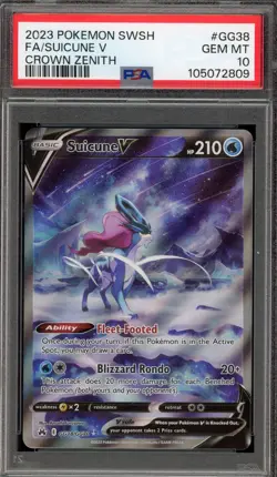 Pokemon Suicune V Crown Zenith Galarian Gallery Full Art #GG38 PSA 10 Gem Mint - Image 1