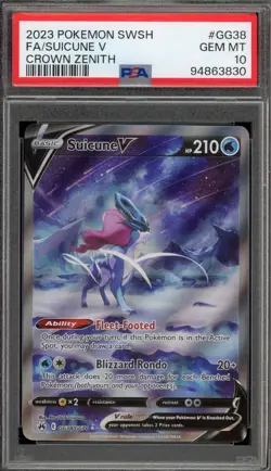 Pokemon Suicune V Crown Zenith Galarian Gallery Full Art #GG38 PSA 10 Gem Mint - Image 1