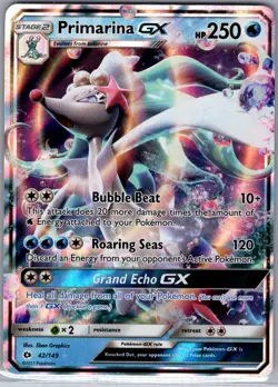 Primarina GX 42/149 SM Base Set - Pokemon Card - NM - Image 1