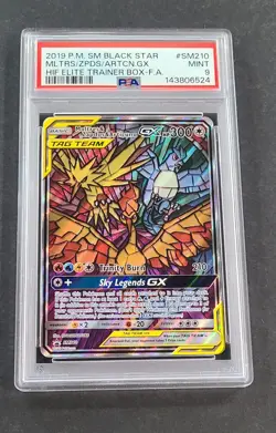 Pokemon Moltres Zapdos Articuno GX Hidden Fates Black Star Promo SM210 PSA 9 - Image 1
