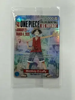 One Piece CCG Monkey D. Luffy College Basketball US Voyage Promo Holo Card - Image 1