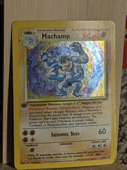 Pokemon Card 1st Edition Holographic Machamp 8/102 Vintage Wizards Of The Coast - Image 2