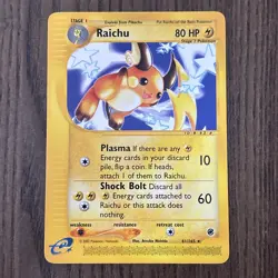Pokemon Card - Raichu Expedition 61/165 Non-Holo LP - Image 1