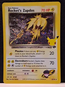 Pokemon Card - Rocket's Zapdos 15/132 - Celebrations - Classic - Holo 25th, NM - Image 1