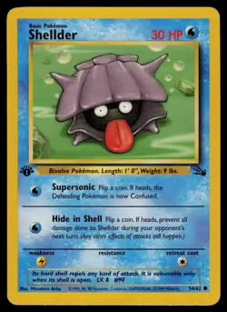 Shellder - 54/62 - Pokemon Card Fossil 1st Edition Common - NM - Image 1