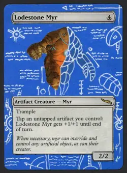 ***Lodestone Myr Hand Painted Altered Art (Inked Edges)*** MTG Mirrodin Magic - Image 1