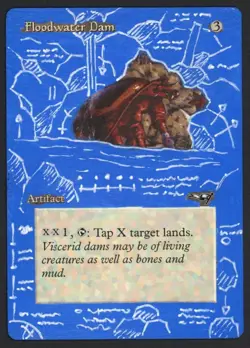***Floodwater Dam Hand Painted Altered Art (Inked Edges)*** MTG Alliances Magic - Image 1