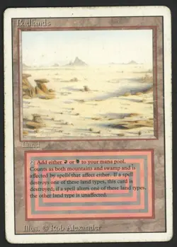 ***Badlands (Heavy Creasing)*** MTG Revised Magic Kid Icarus - Image 1