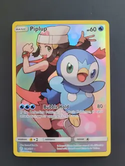 Pokemon TCG Piplup Holo Secret Rare Card Sun & Moon Cosmic Eclipse 239/236 - Image 1