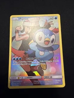 Pokemon TCG Piplup Holo Secret Rare Card Sun & Moon Cosmic Eclipse 239/236 - Image 1