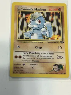 Pokemon TCG Giovanni's Machop Card 72/132 Gym Challenge LP Condition Vintage - Image 1