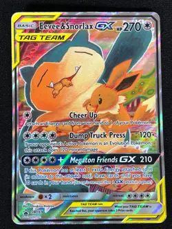 Pokemon Eevee & Snorlax GX SM169 Ultra Rare Holo (MP) - Image 1