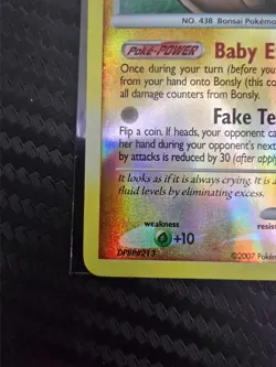 Pokemon: Reverse Holo Bonsly 71/130 from Diamond and Pearl (NM Front / VLP Back) - Image 2
